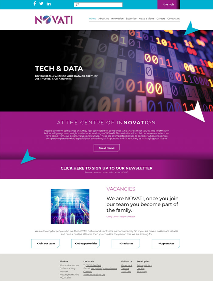 New Novati website's homepage